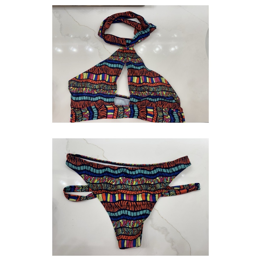 NWOT Colorful Patterned Halter Bikini Set 3XL